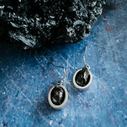 Raw Meteorite Oval Dangle Earrings - Handmade in the USA