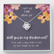 Bridesmaid Proposal Love Knot Necklace - Plum Card