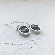 Raw Meteorite Oval Dangle Earrings - Handmade in the USA