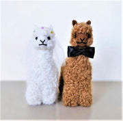 Bride and Groom Alpaca - Adorable Cake Topper - 100% Baby Alpaca
