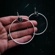 Large Hoop Earrings with Authentic Meteorite - Handmade in the USA
