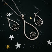 Meteorite Teardrop Necklace and Earrings Set - Handmade in the USA