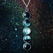 Moon Phase Vertical Pendant Necklace- Handmade in the USA