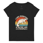 "I Like Manatees & Maybe Like 3 People" 100% Recycled  V-Neck T-Shirt