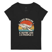 "I Like Whales & Maybe Like 3 People" 100% Recycled V-Neck T-Shirt